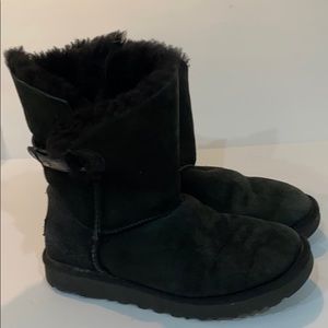 UGG Black Faux Fur Lined Boots Size 7 Buckle